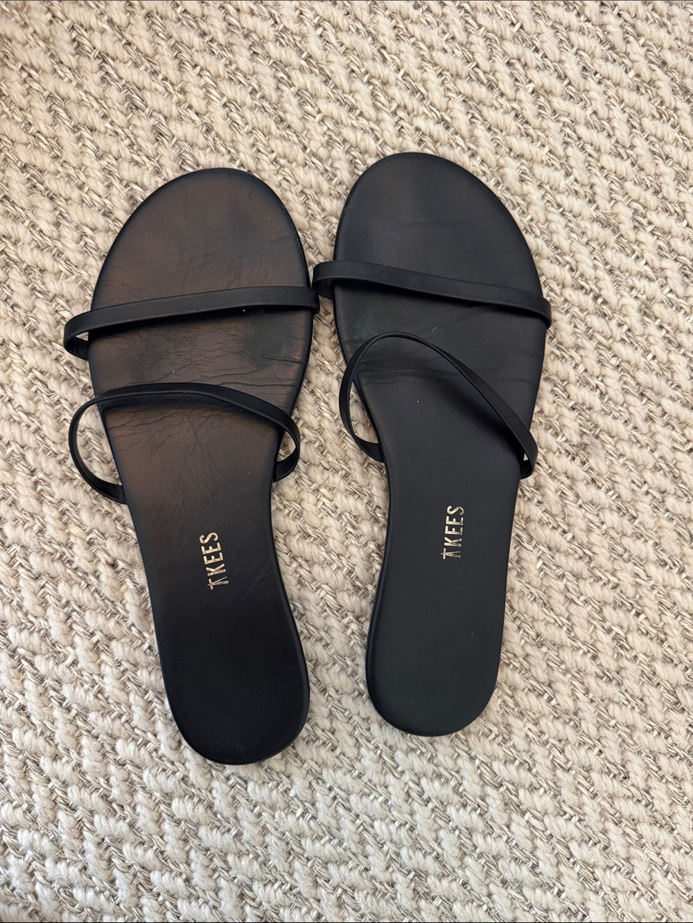 TKEES Black Double-Strap Gemma Slide Sandals 8